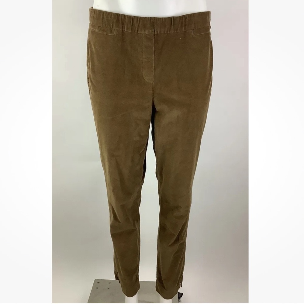 J Jill Sz 10 Pull On Straight Leg Corduroy Pants Tan Cotton Spandex Casual